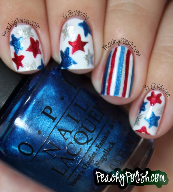 4th of July Stars & Stripes Nail Art - Peachy Polish