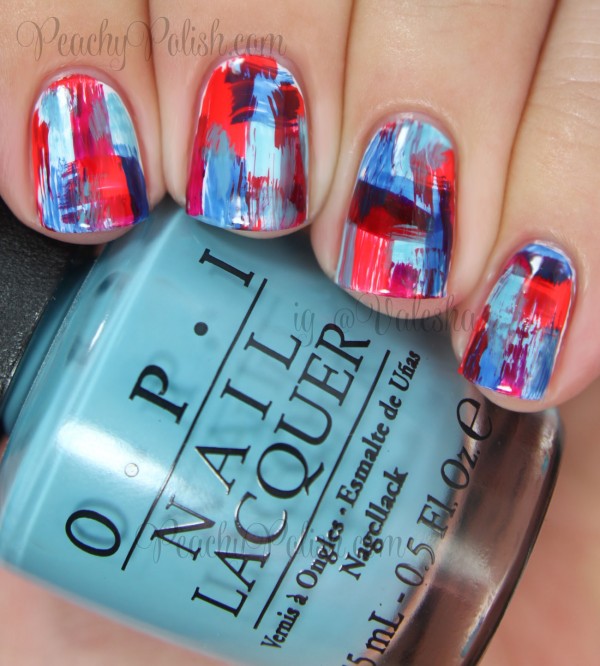 4th of July Distressed Patchwork Nail Art | Peachy Polish