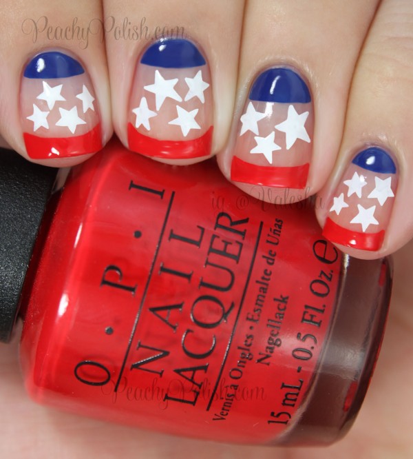 4th of July Negative Space Stars & Stripes Nail Art | Peachy Polish