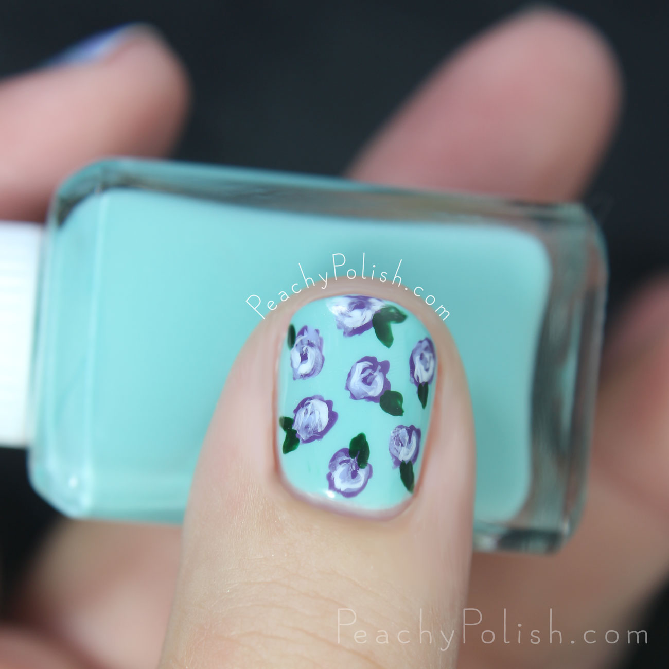 Purple Posies & Glitter | Peachy Polish