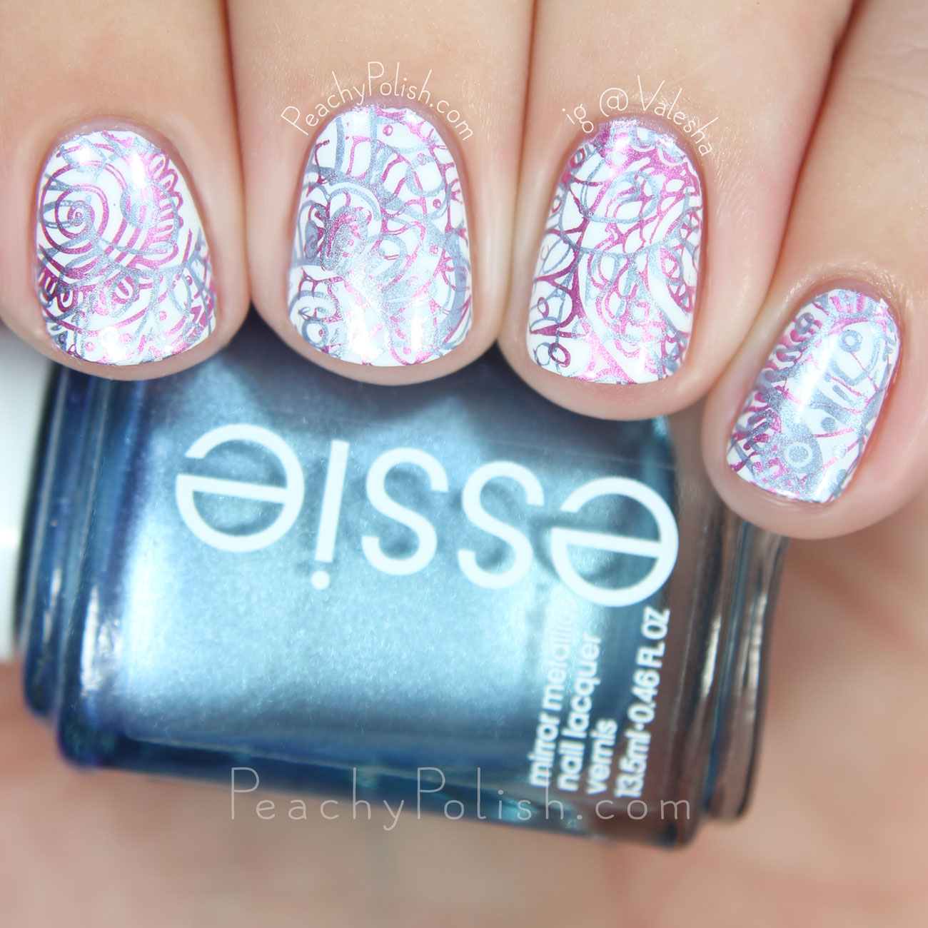 Pink & Blue Metallic Double Stamping | Peachy Polish