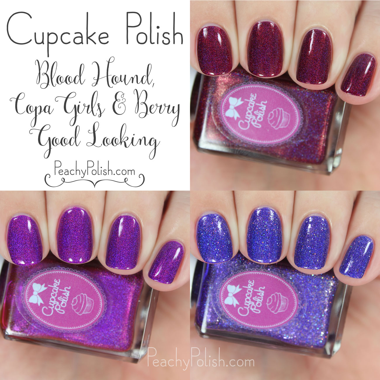 Cupcake Polish Blood Hound, Copa Girls & Berry Good Looking Swatches | Peachy Polish