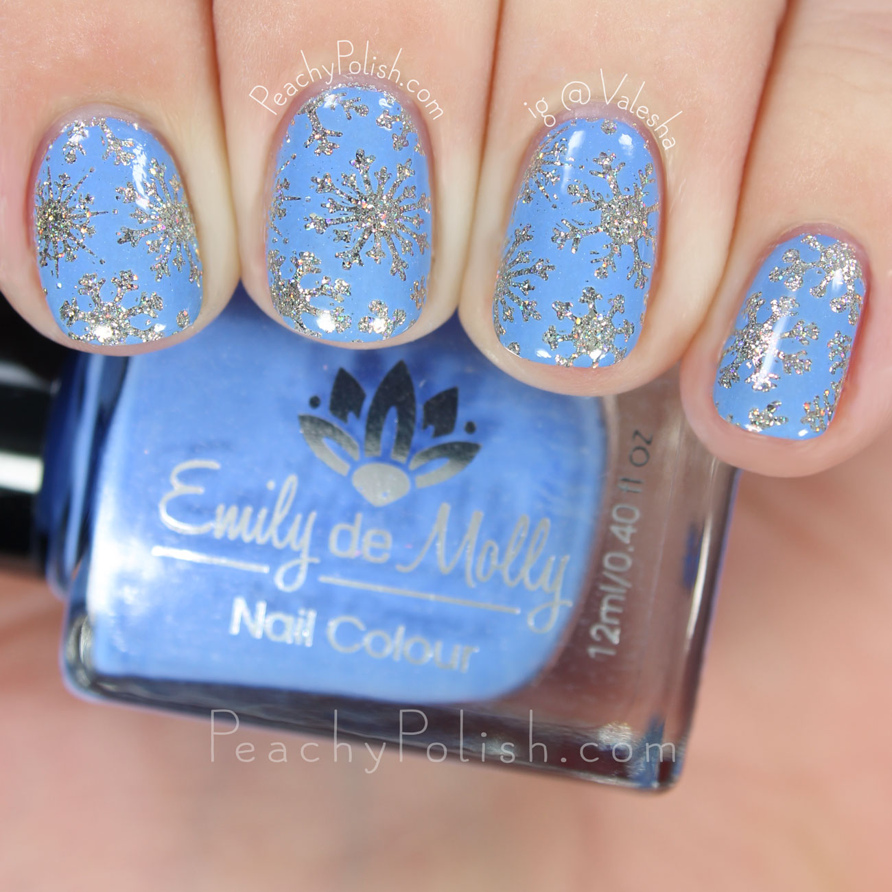 Glittery Snowflake Stamping | Peachy Polish