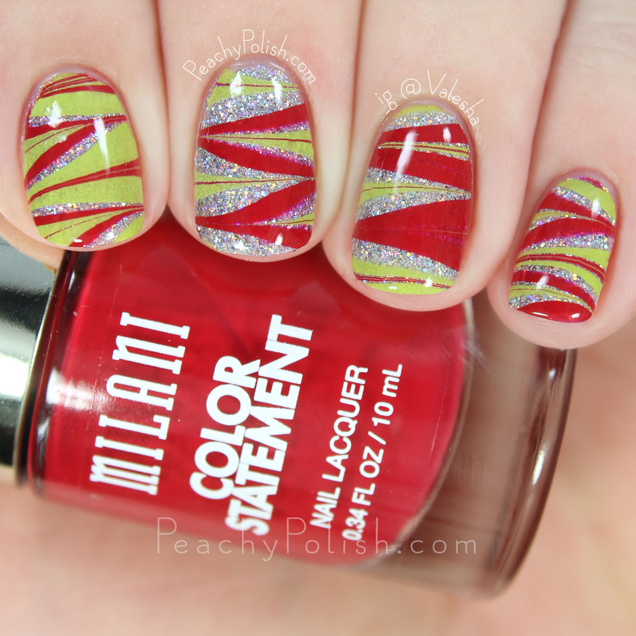 Sparkly Christmas Watermarble | Peachy Polish