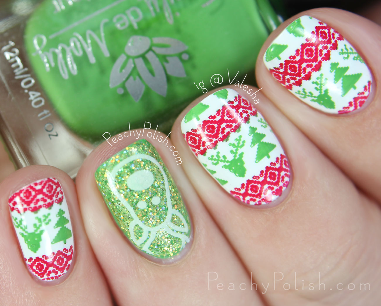 Ugly Sweater Nail Stamping featuring UberChic Beauty | Peachy Polish