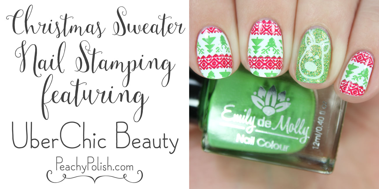 Ugly Sweater Nail Stamping featuring UberChic Beauty | Peachy Polish