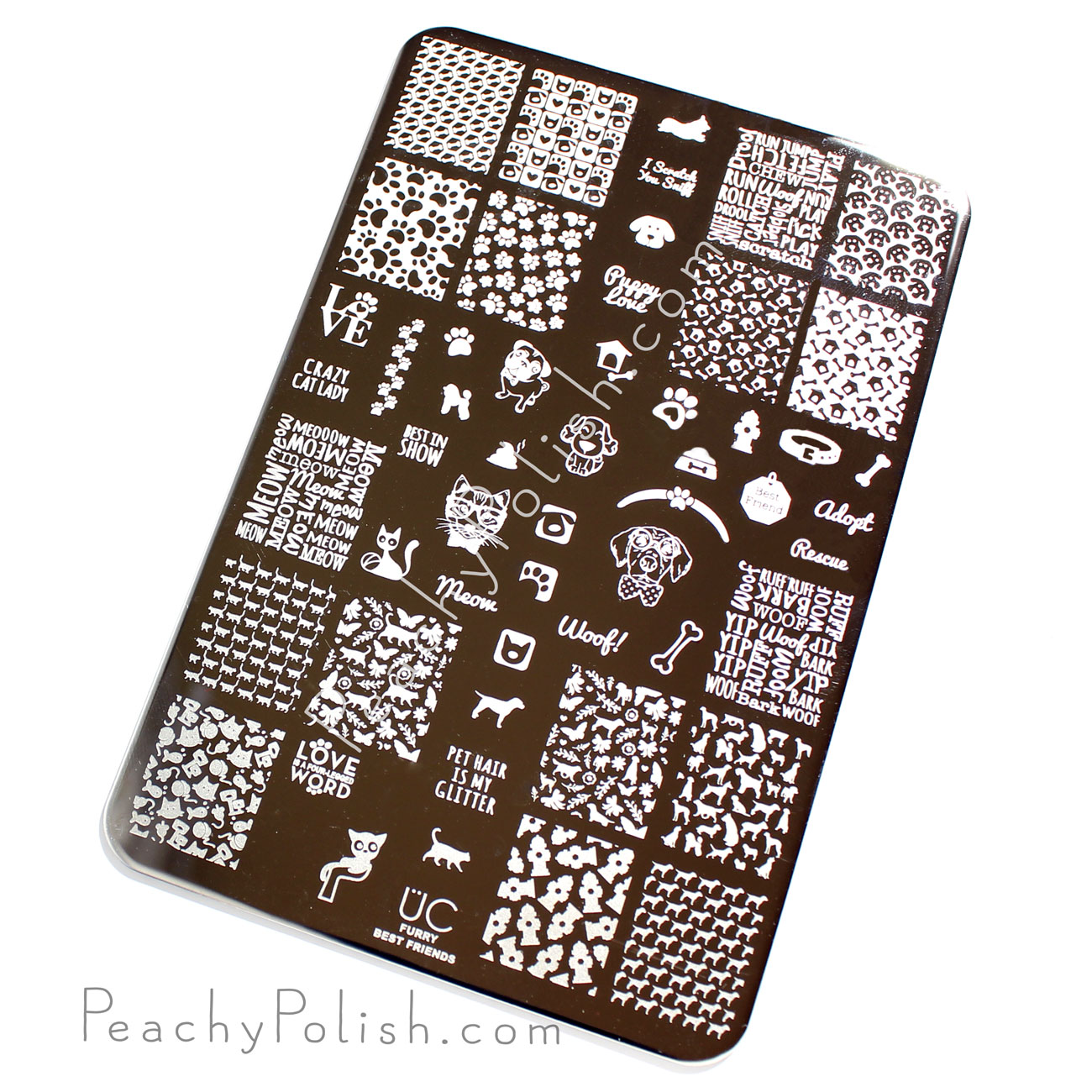 UberChic Beauty Furry Best Friends Plate | Peachy Polish