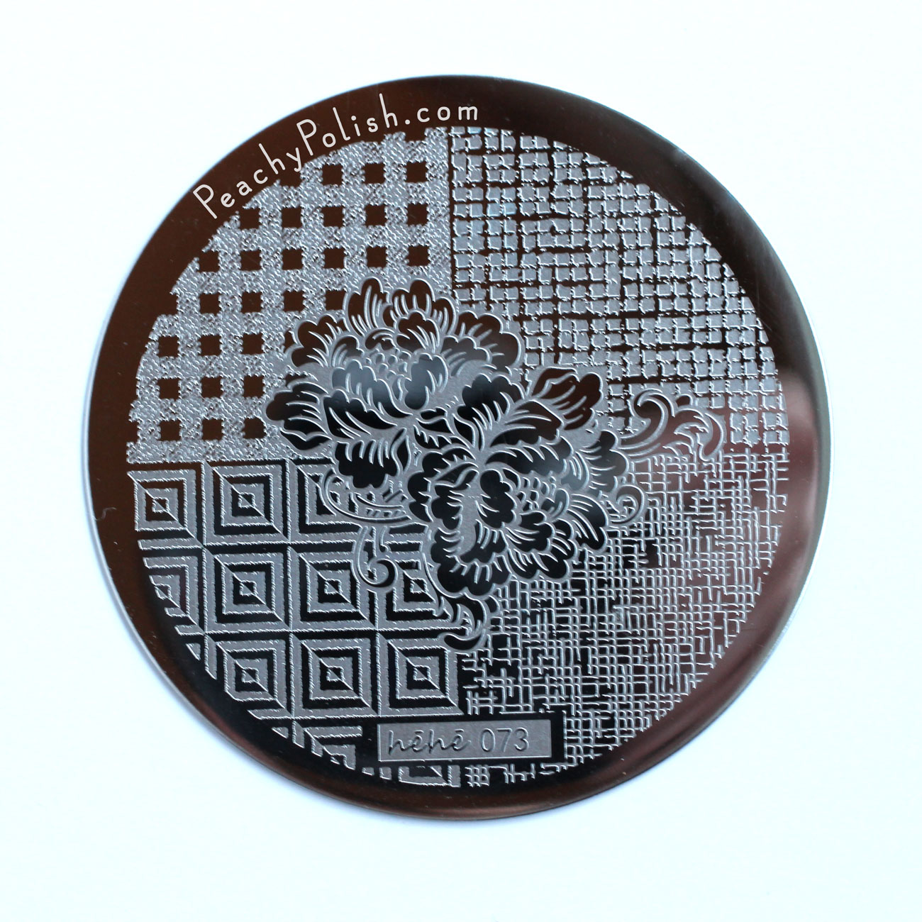 HēHē Plate 073 | Florals & Plaids Collection | Peachy Polish