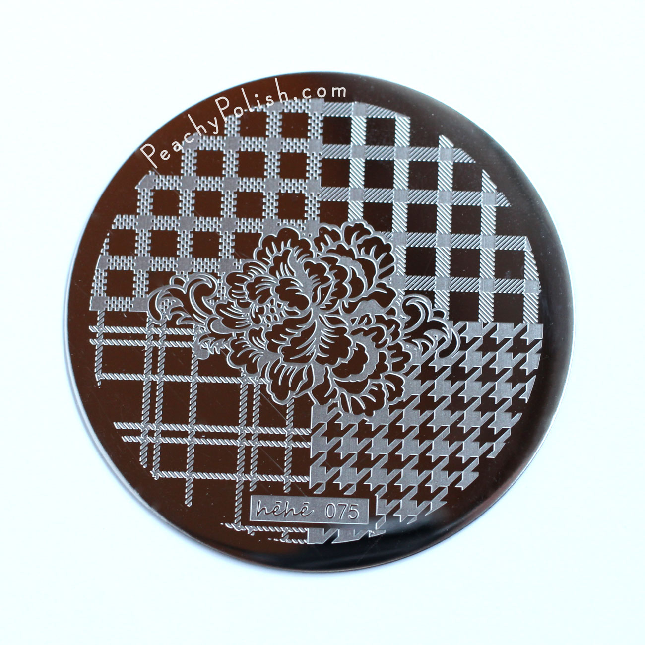 HēHē Plate 075 | Florals & Plaids Collection | Peachy Polish