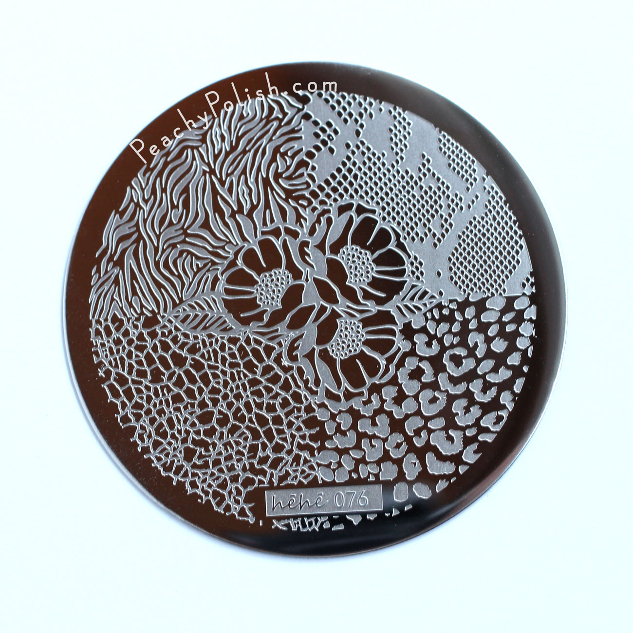 HēHē Plate 076 | Florals & Plaids Collection | Peachy Polish