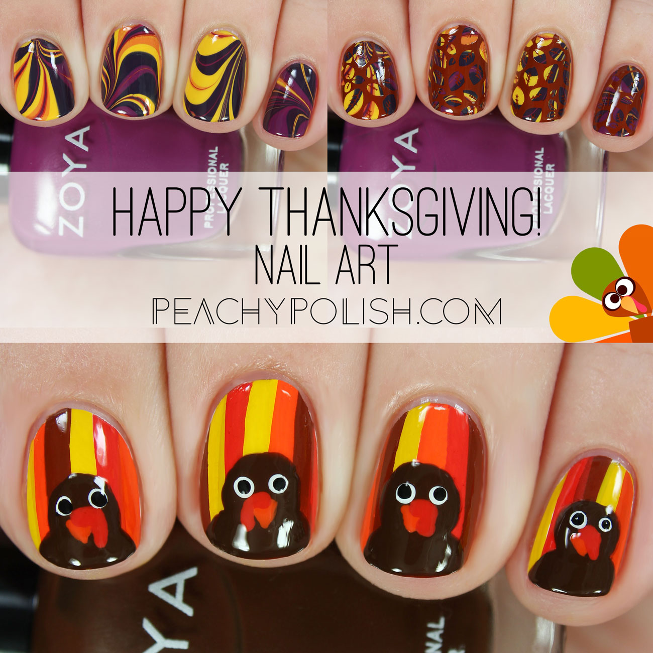 Happy Thanksgiving Nail Art | Peachy Polish